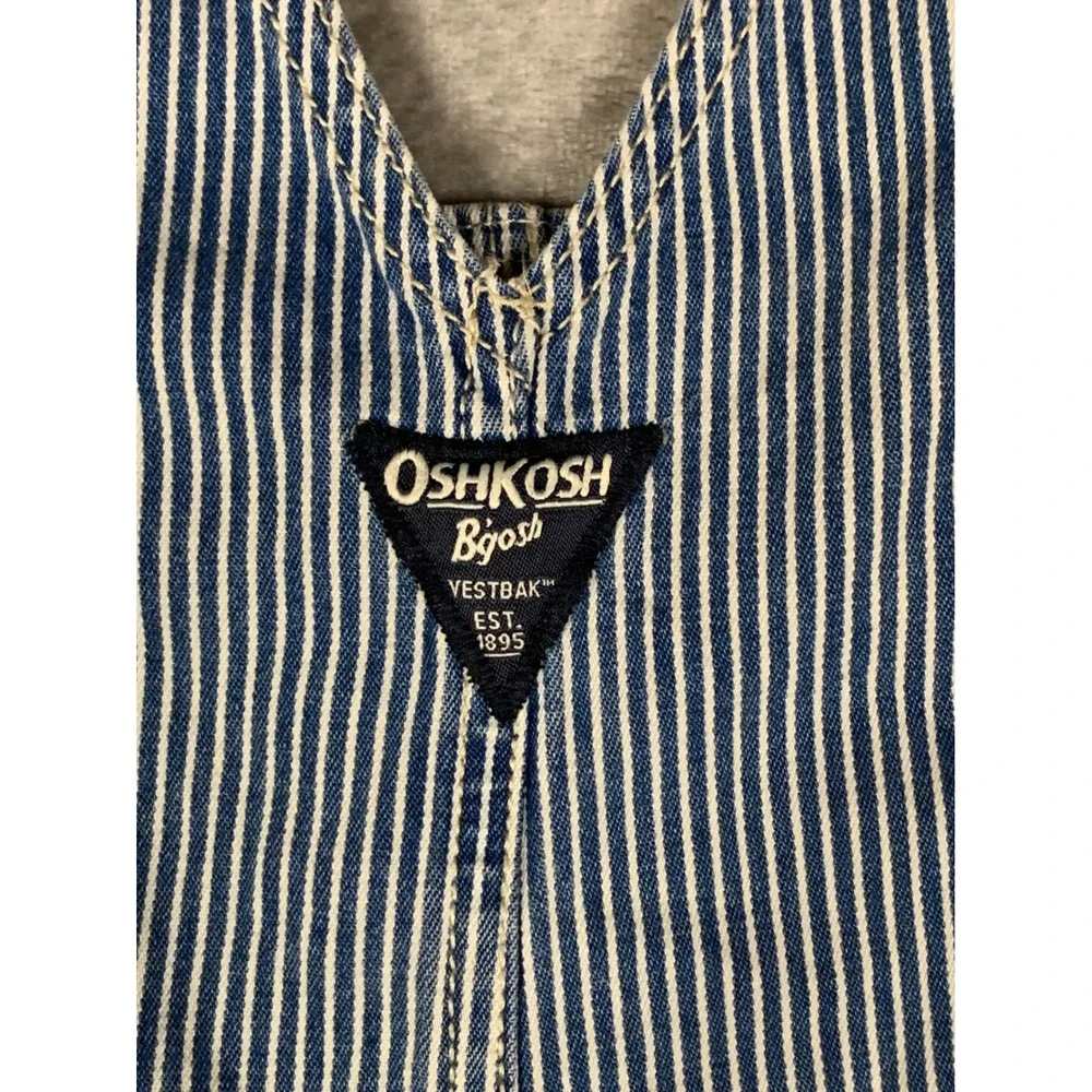 OshKosh Bgosh Kid 4T Blue Hickory Stripe Vestbak Denim Overalls Toddler Railroad